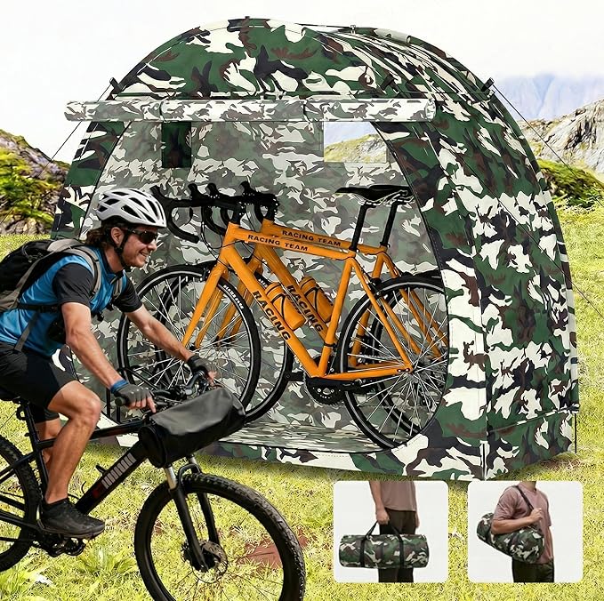 Bike Storage Shed, Bike Tent with Bicycle Racks Outdoor Bicycle Storage Sheds with 210D Oxford 1000ppm Waterproof for 2/3 Bikes, Covers Shelter for Motorcycle, Lawn Mower, Garden Tools