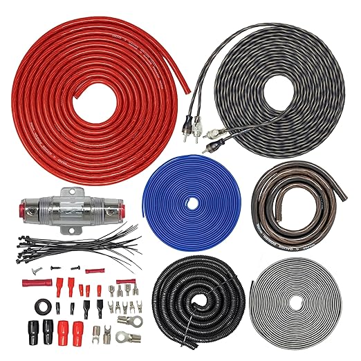 SoundBox 4 Gauge Amp Kit Amplifier Install Wiring & 2.5 Farad Digital Capacitor, 2300W Peak