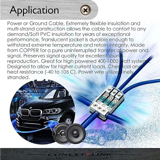 20 FT 1/0 AWG 0 GA Full Gauge Battery Power Cable Ground Wire Frost Blue OFC Copper