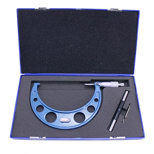 HFS(R) 5-6" Outside Micrometer with 0.0001" Accuracy, Carbide Anvil and Laser-Etched Scale