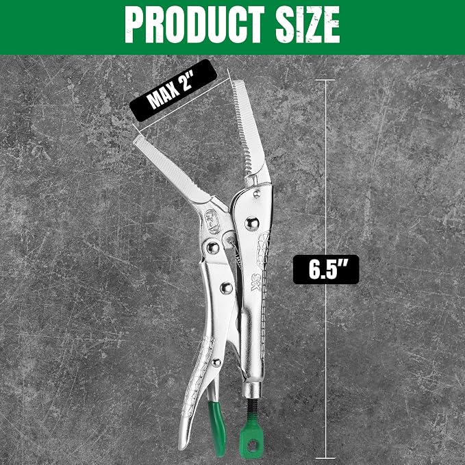 SK 6.5" Long Nose Locking Pliers, Premium CR-V Construction, Ergonomic Anti-slip Handle, Ideal for Welding or Assembly