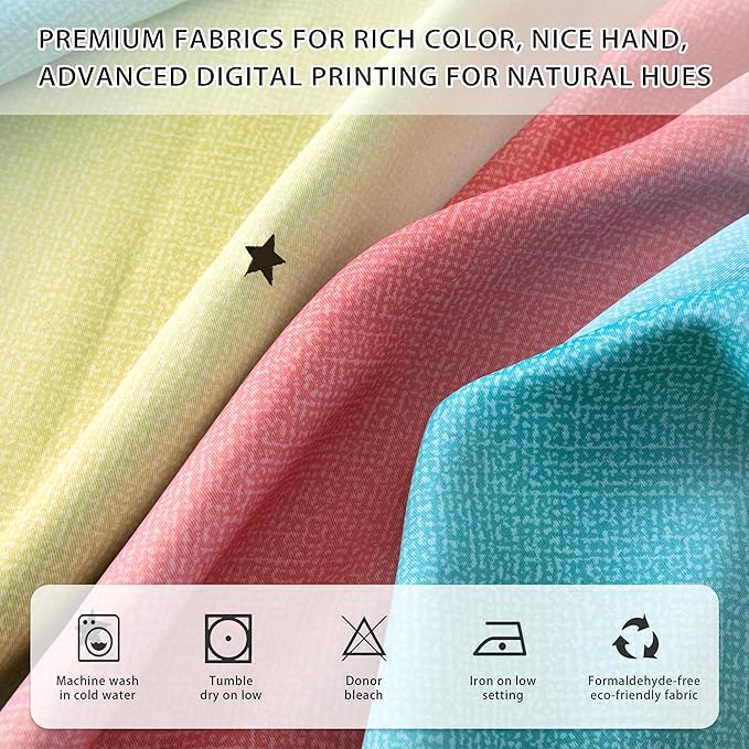 XiDi Girls Curtains for Bedroom 96 Inches Long 2 Panels Pink Blue Yellow Rainbow Blackout Curtains for Little Girl Kids Room Decor Living Room, Princess Unicorn Wall Decals Drapes 52x96
