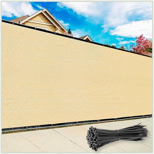 ColourTree Customized Size 6' x 45' Beige Fence Screen Privacy Screen - Commercial Grade 170 GSM - Heavy Duty - 3 Years Warranty - Cable Zip Ties Included