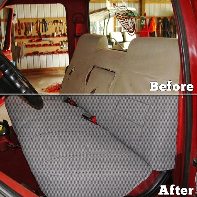 Truck Seat Covers for Ford F150 1987-1991 Front Bench Seat with Armrest and Molded Sandwich Composite Sponge Fabric - Gray