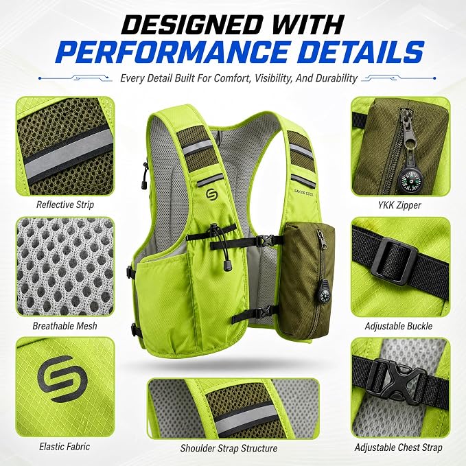 Cooling Hydration Vest with 2L BPA-Free Water Bladder, Running Vest with 3 Removable Cooling Packs, Lightweight Outdoor Hydration Pack for Hot Weather, Hiking, Cycling, Training