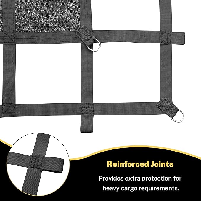 6'×4.75'Cargo Net with Mesh,Basic Waterproof,Breathable,UV Protection,4 Adjustable Straps with Carabiners & S-Hooks.Cargo Net for Pickup Truck Bed is Suitable for Trailer,Pickup Truck,Boat,Jeep,SUV