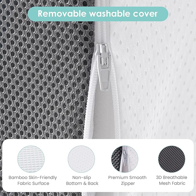 Cozymaker 10" Bed Wedge Pillow for Sleeping After Surgery, Back Support, Leg Elevation, Gerd Acid Reflux, Neck Pain, Snoring, Cooling Memory Foam Triangle Incline Wedge