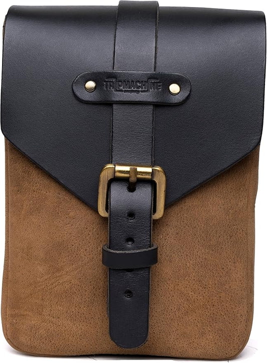 Trip Machine Company Genuine Leather Motorcycle Magnetic Fuel Tank Pouch to Carry All Your Riding Essentials (Tobacco Brown)