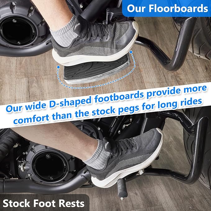 D-shaped Driver Footboards Front Rider Foot Rest Floorboards for Indian Scout Sixty Bobber 2015-2025 Models Foot Pegs Accessories(Chrome, J Wings)