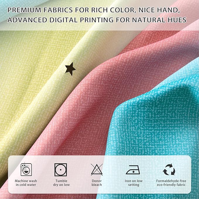 XiDi Girls Room Decro, Blackout Curtains for Kids Bedroom, Colorful Rainbow Style, Unicorn Wall Decor Ombre Curtains, Princess Room 63 Inches Long Pink/Blue