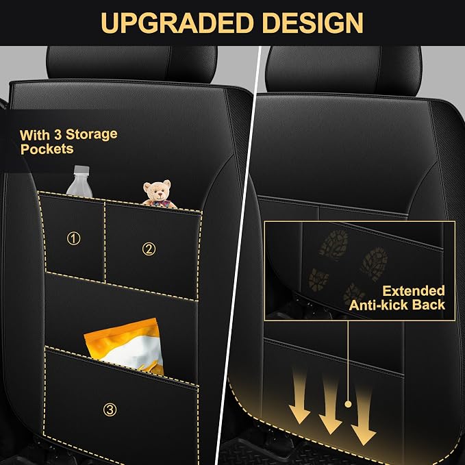 Seat Covers for Ford F150 2009-2025 2026 - F250/F350/F450 2017-2025 2026: 5 Seat Full Set Faux Leather Truck Seat Covers Car Cushion (5 Seats,Black)
