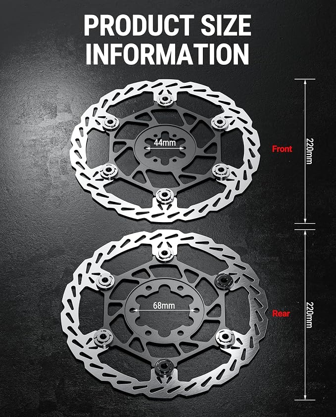 Floating Disc Brake Rotor(220mm),Aircraft Aluminum Core,Stainless Steel MTB Brakes Rotors with 6-Hole,Thickness 2.3mm,High Performance for Talaria Sting R MX3,MX4(1 Set)