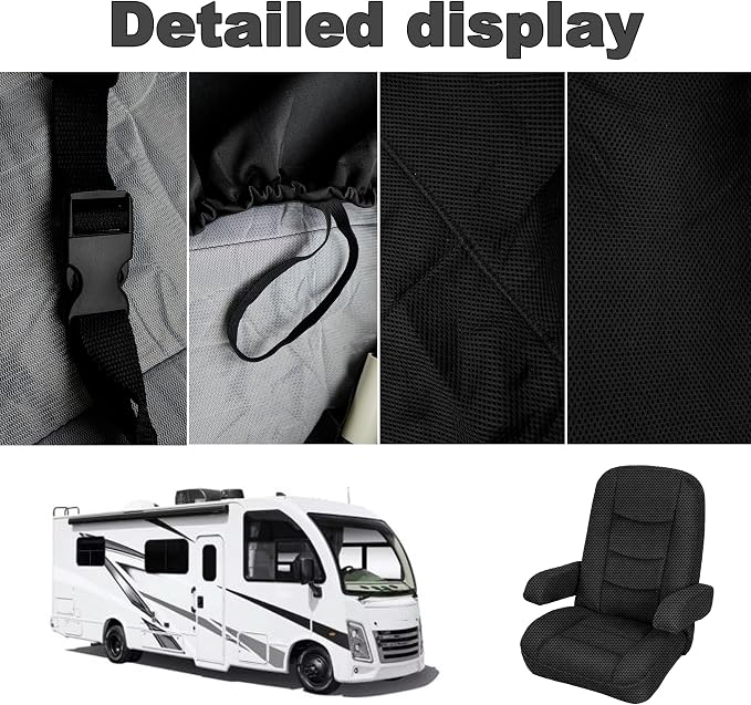 RV Seat Covers for Captains Chairs 2 Pack Class A Motorhome Seat with Arm Rest Covers Universal Fit Non-Slip Breathable Mesh Knit Black