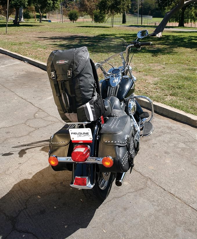 Fieldline Motorcycle All Weather Backpack, Black, Works with Backrest and Sissy Bar Large