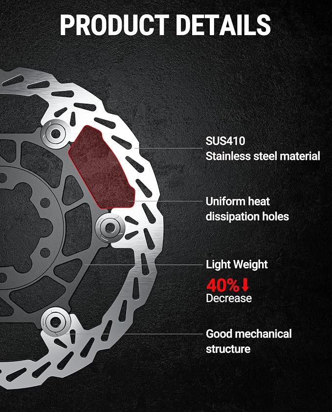 Floating Rear Disc Brake Rotor(220mm),Aircraft Aluminum Core,Stainless Steel MTB Brakes Rotors with 6-Hole,Thickness 2.3mm,High Performance for Talaria Sting R MX3,MX4(Rear)