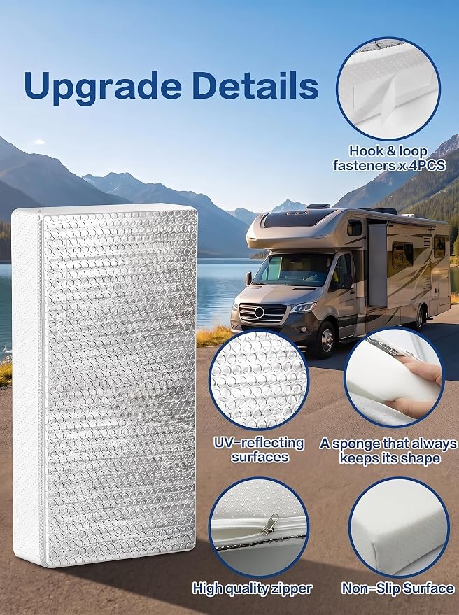 RV Vent Insulator and Skylight Cover 22″x14″x3″ with UV Protection Layer Reduce Heat Transfer & Increase A/C Efficiency RV Accessories for Vent Inside Camper Trailer