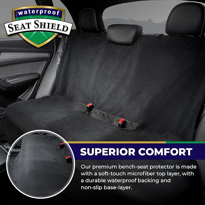 EliteSport Front Seat Cover and Backseat Cover - Black Washable Car Seat Towel and Back Seat Protector for All Vehicles - Universal Car Seat Protectors from Sweat, Food, Dirt