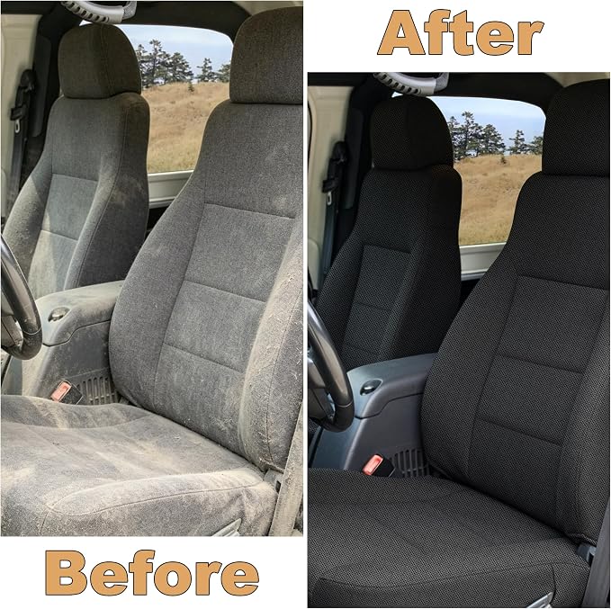 Custom Seat Covers for Jeep Wrangler TJ 2003-2006 & for Jeep Wrangler Unlimited 2004-2006 Heavy Duty Cloth Protector Interior Accessories，Waterproof & Machine Washable - Black（Front）