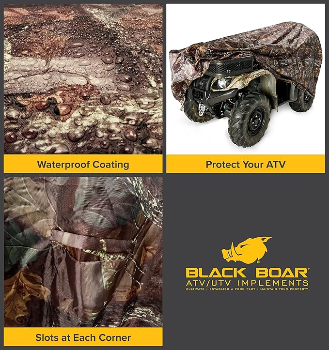 Black Boar ATV Cover - Features Waterproof Polyurethane Coating for Protection Against The Weather - Sewn-in Straps & Buckles - Jungle Camo, Large Up to 450cc (66019)