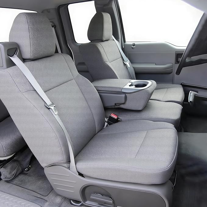 Custom Bench Seat Covers for Ford F150 XLT Super Cab 2004 2005 2006 2007 2008 Heavy Duty Cloth Protector Interior Accessories，Waterproof & Machine Washable - Gray (Front)