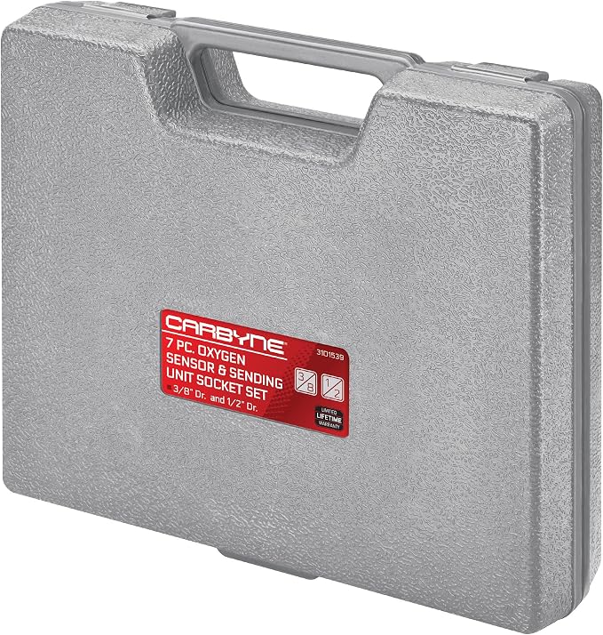 CARBYNE 7-Piece Oxygen Sensor and Sending Unit Socket Set, Chrome Molybdenum and Chrome Vanadium Steel, Universal Fit, Storage Case