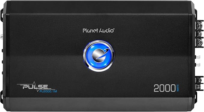 Planet Audio PL2000.1M Monoblock Car Amplifier - 2000 High Output, Low/High Level Inputs, Low Pass Crossover, MOSFET, Hook Up to Subwoofer for Bass