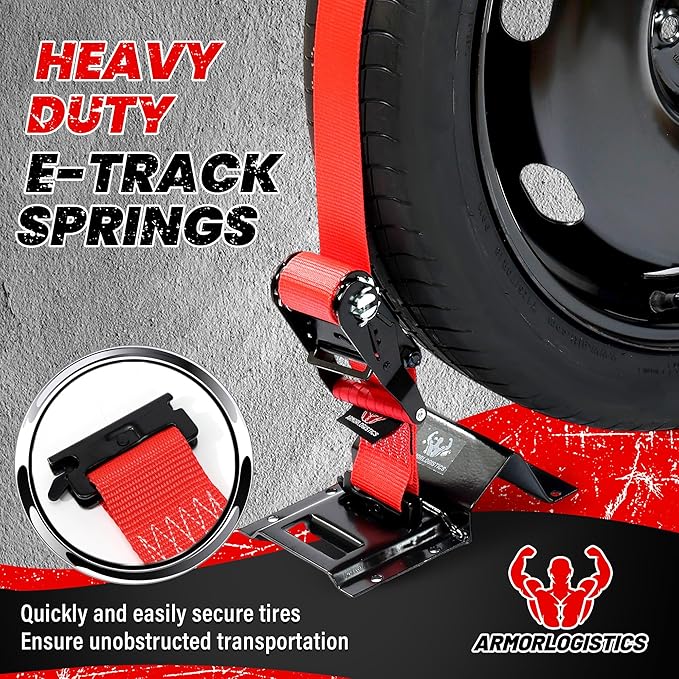 Wheel Chock Tie Down Kit, Heavy Duty Trailer Tire Straps Kit for ATV, UTV, Lawn Mower, 4,400lb Max Break Strength