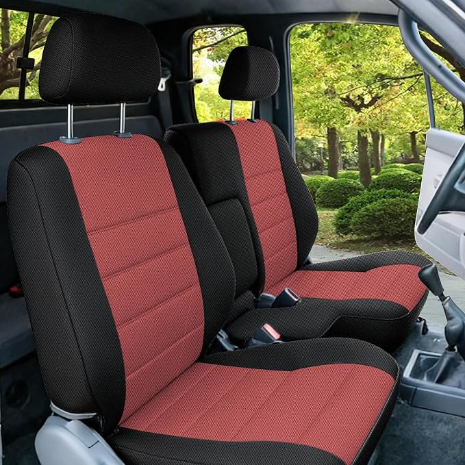 60/40 Split Bench Seat Covers for Toyota Tacoma 1995 1996 1997 1998 1999 2000 Heavy Duty Cloth Protector Interior Accessories with Console Covers，Waterproof & Machine Washable,Red