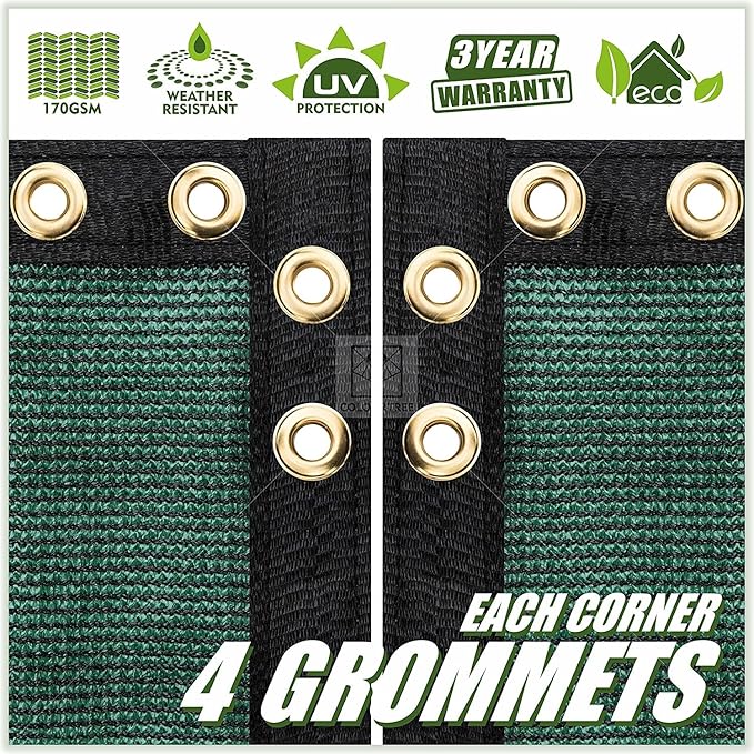 ColourTree Customized Size 6' x 6' Green Fence Screen Privacy Screen - Commercial Grade 170 GSM - Heavy Duty - 3 Years Warranty - Cable Zip Ties Included