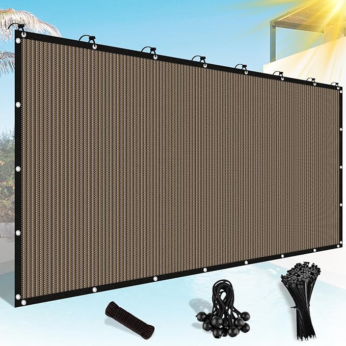 Shade&Beyond Customized 90% Sun Shade Cloth with Grommets, 12' X 20' Pergola Shade Cover Canopy, Mesh Tarp Sun Screens for Patio, Outdoor, Garden, Backyard, Mocha