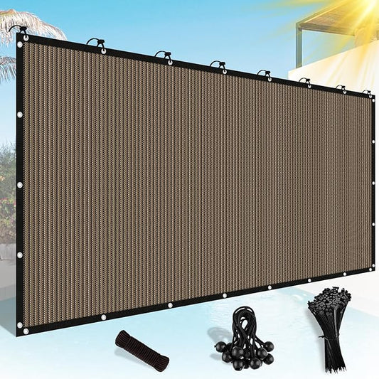 Shade&Beyond Customized 90% Sun Shade Cloth with Grommets, 12' X 20' Pergola Shade Cover Canopy, Mesh Tarp Sun Screens for Patio, Outdoor, Garden, Backyard, Mocha