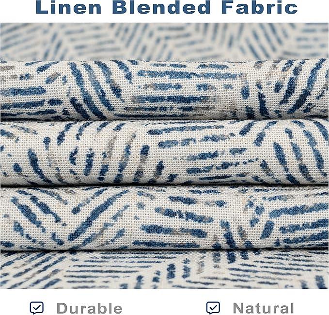 DriftAway Farmhouse Double Layer Linen Blackout Tie Up Curtains Thermal Insulated Striped Fully Lined Balloon Roman Shade Bathroom Window Adjustable Rod Pocket 45 Inch by 63 Inch Roman Navy