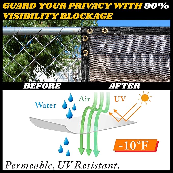 Royal Shade Custom Size 6' x 187' Brown Fence Privacy Screen Windscreen Cover Netting Mesh Fabric Cloth - Cable Zip Ties Included (We Make Custom Size)