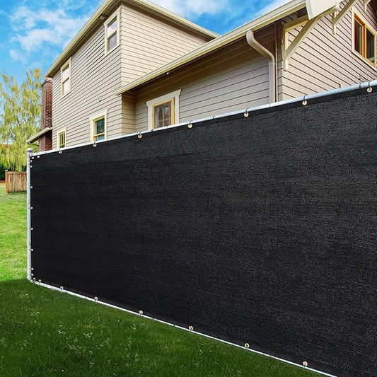 ShadeMart 8' x 74' Fence Privacy Screen Black Heavy Duty 170 GSM Fencing Mesh Shade Net with Grommets & Zip Ties, 90% Blockage Fence Screen for Balcony Yard Outdoor Garden Pool (We Customize Size)