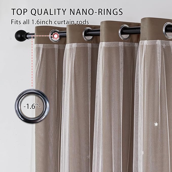 XiDi Black Out Curtains for Bedroom Windows, Curtains for Girls Bedroom Decor, Unicorn Curtains for Kids Room, Blackout Curtains for Living Room Curtains 84 inches Long 2 Panel Brown
