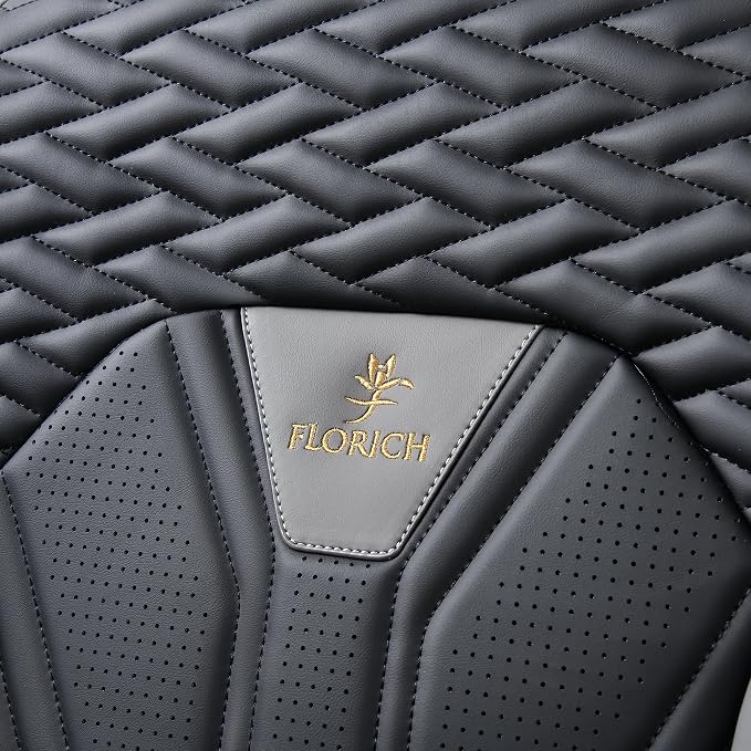 FLORICH Seat Covers for Cars, Waterproof Seat Covers, Leather Car Seat Covers 2 Pack, Universal Seat Cushion Protector for Most Cars Trucks SUV-Gray&Black