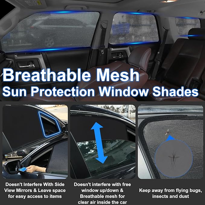 Front Side Half Window Shade Foldable Custom Fit for Volkswagen VW Passat 2019-2024 Car Window Shades for Side Window Sun Shade UV Protection Heat Insulation for Camping Sleeping 6PCS