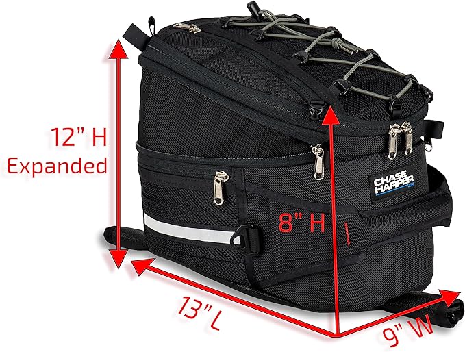 Chase Harper USA 650X Strap Mount Tank Bag - Water-Resistant, Tear-Resistant, Industrial Grade Ballistic Nylon with Anti-Scratch Rubberized Bottom, Adjustable Strap Mounting - Expandable Design