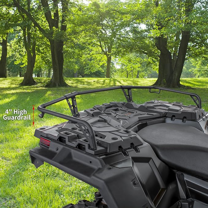 SAUTVS Rear Rack for Polaris Sportsman 850 XP 1000 2017-2025, Repl #2882023 | 4in, Black Powder-coated Steel, Secure Tie-Down Point, Easy Bolt-On, Extra Storage Space, 4" Combined Cargo Rack Extender