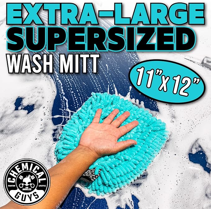 Chemical Guys Teal X-Large Noodles Mitt 2 Pack - Ultra Plush Scratch-Free Wash Mitt with Maximum Foam Coverage for All Vehicle Surfaces (MIC51302)