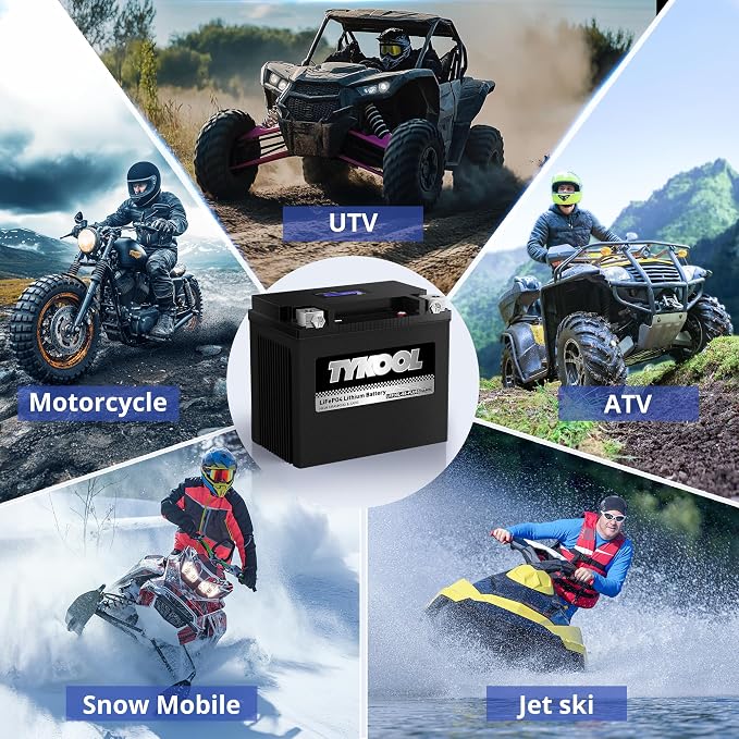 TYKOOL LFP30L-BS-PLUS Lithium Battery, Replaces GYZ32HL-BS YIX30L-BS, 800CCA 28Ah Fits for Motorcycle UTV ATV PWC, Compatible with Harley CVO Limited Polaris Ranger RZR 1000,Sea-Doo 1500, SOC Readout