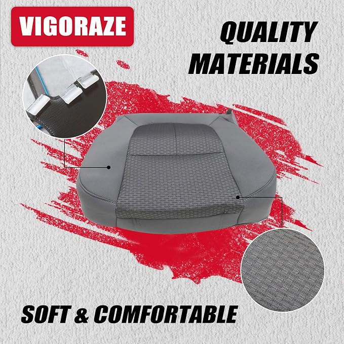 Driver & Passenger Bottom & Top Lean Back Replacement Cloth Seat Covers Gray #1S 2S or 3S Compatible with Ford F250 F350 F450 F550 XL XLT 2011 2012 2013 2014 2015 2016