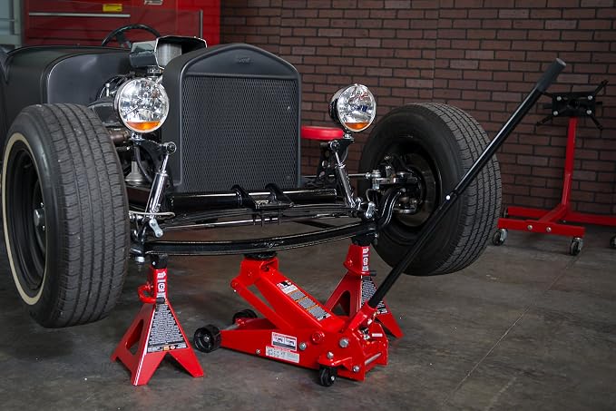 BIG RED T46202 Torin Steel Jack Stands: 6 Ton (12,000 lb) Capacity, Red, 1 Pair