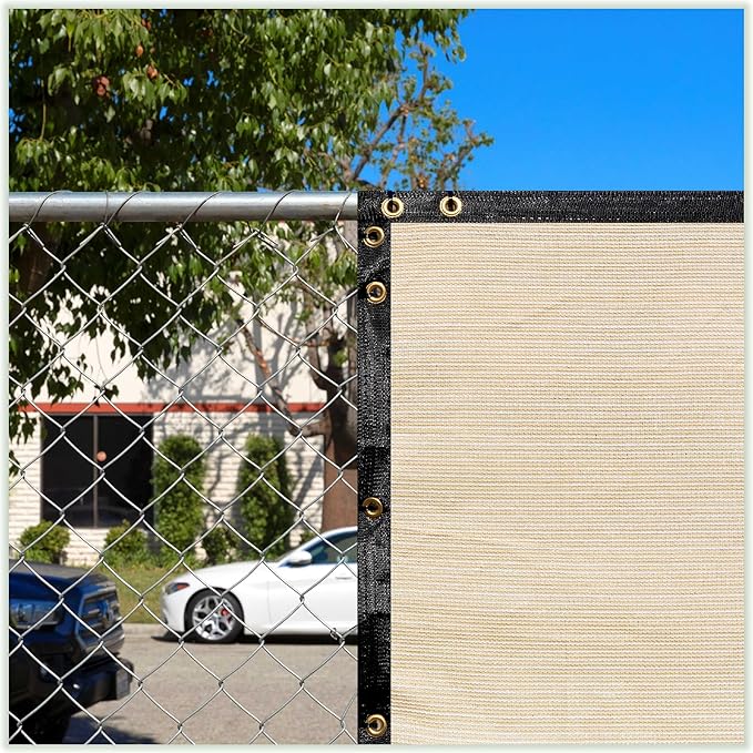 ColourTree Customized Size Fence Screen Privacy Screen Beige 4' x 85' - Commercial Grade 170 GSM - Heavy Duty - 3 Years Warranty - Cable Zip Ties Included