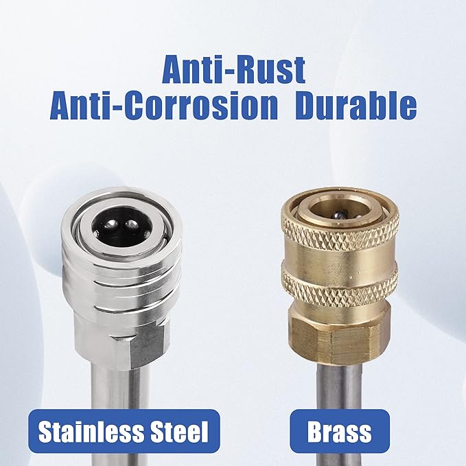 RIDGE WASHER Pressure Washer Wand Extension, 240 Inch Replacement Pressure Washer Lance, Stainless Steel Power Washer Extender Wand, 1/4” Quick Connect Fitting, 4000 PSI (4 Wands – 60" Each Wand )