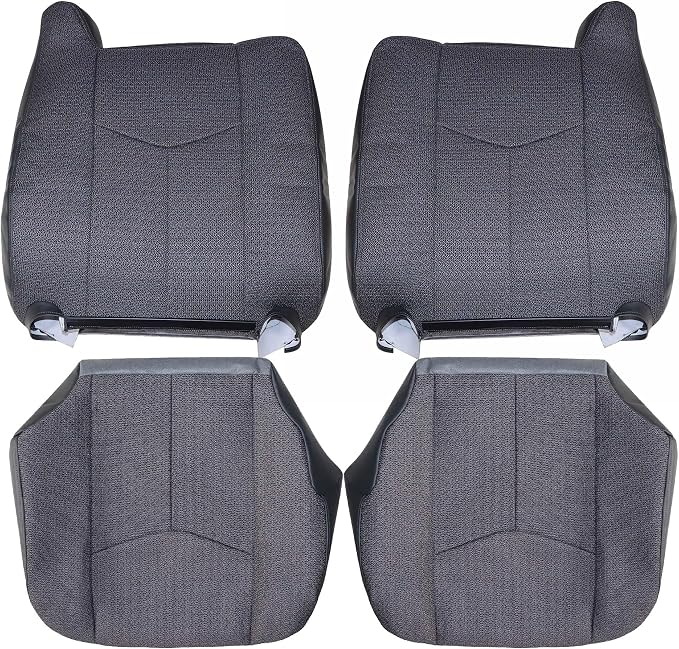 GXARTS #69C Dark Gray Cloth Driver & Passenger Bottom & Top Lean Back Replacement Seat Covers & Middle Jump Seat Cover Fit for Chevy Silverado GMC Sierra 1500 2500HD 3500HD 2003 2004 2005 2006 2007