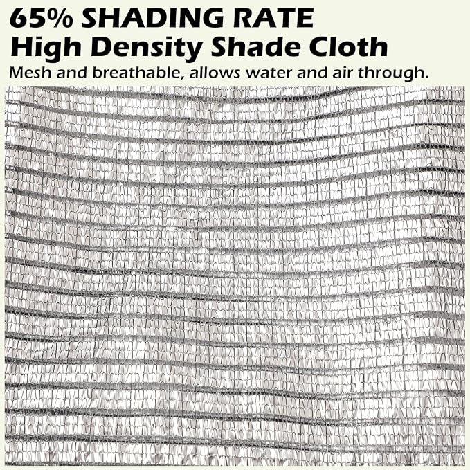 65% Aluminum Foil Shade Cloth with Grommets,13ft x 16ft, Mesh Sun Block Fabric Cover, Canopy, Privacy Screen for Outdoor Patio, Garden, Backyard, Silver