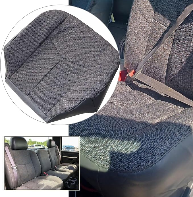 GXARTS Driver Side Bottom Replacement Cloth Seat Cover Dark Gray #69C Compatible with Chevy Silverado 1500 2500 3500 1500HD 2500HD GMC Sierra 2003-2007 Seat Cushion Protector Cloth Cover