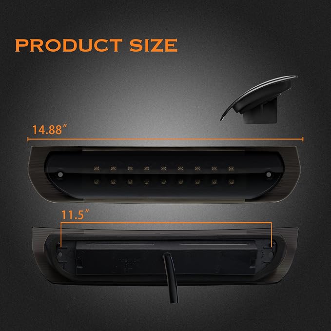 Third 3rd Brake Light, LED High Mount Stop Light Replacement for 2002 2003 2004 2005 2006 2007 2008 Dodge Ram 1500, 2003-2009 Dodge Ram 2500 3500, Rear Center Cab Roof Tail Cargo Lamp