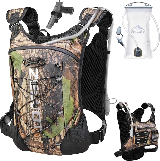 Zelvot Running Vest with 2L Water Bladder, Hydration Backpack, U.S. Design Patent, Lightweight Hydration Pack with Gear Holder, Reflective Chest Pack for Men Women